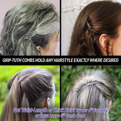 Good Hair Days Grip Tuth Hair Combs 40072 Set of 2, Clear 1 1/2″ Wide Combs