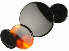 French Amie Medium Love Circles Shell Black Medley Handmade Hair Clip Barrette