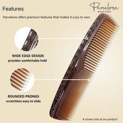 Parcelona French Bordered Cellulose Acetate Toothed Large Dressing Hair Comb
