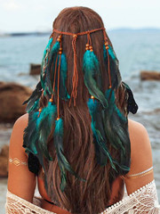 Boho Feather Headband Hippie Headpiece Gypsy Indian Costume Headdress Hair Acces