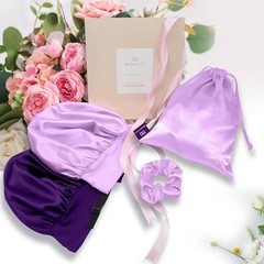 2 Pcs Silk Bonnet for Sleeping, Satin Bonnet Adjustable Hair Bonnet-Purple/Lilac