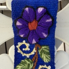 Hand Embroidered Woman’s Headband Boho Hair Accessory Blue Floral/Flower Cotton