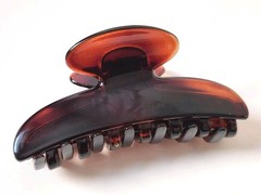 New Hair Clip Claw Tortoise Brown Acetate 3.5″ Made in France French Deadstock