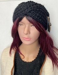 Pop Headwear Black Womens Turban ear warmer Headband Acrylic One Size New