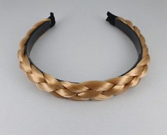 Dk Blonde Strawberry Reddish braid faux hair headband braided plaits 3/4″ wide