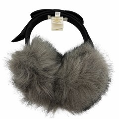 Kate Spade New York Foldable Travel Earmuff Faux Fur Black Bow Headband Gray