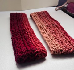 Crocheted Red Pink Headbands Set of 2 Women Bohemian Eco-Friendly Hair