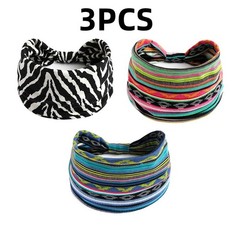 3PCS Boho Wide Headbands for Women Elastic Cotton Turban Hair Wrap