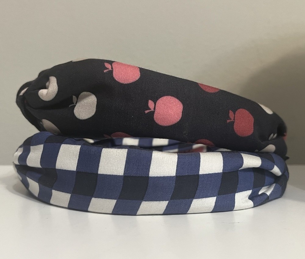 Kate Spade Lot of 2 Toss Twisted headbands Apple&Checked Print