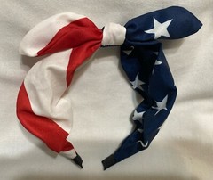 Americana Womens Girls Patriotic Stars Stripes US Flag Glam Knotted Headband