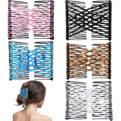 5 Pieces Magic Hair Comb Stretchy Double Comb Elastic Beaded Hair Clips