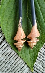 1 pair Handmade Sea Shell Hair Stick Pick Pin 7”long