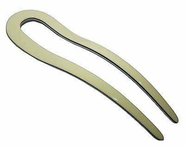 French Amie Sleek Handmade Ivory Large Cellulose Acetate Chignon U Hair Pin