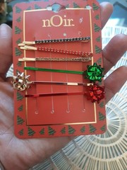 Noir Festive Gold Metal With bows Hair Straight Bobby Pins Pack 6 New