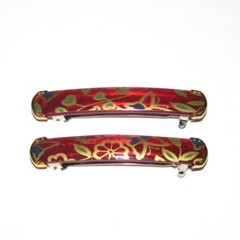 Hair Barrette Side Clip Women Floral Print Metal Sun Violet Daido Made in Japan