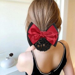 9 PCS Bowknot Hair Snood Net Women Barrette Bow Clip Satin Mesh Hairnet Work