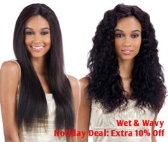 12A Wet Wavy Virgin Remy Human Hair Bundle Closure Frontal Natural Black Lot