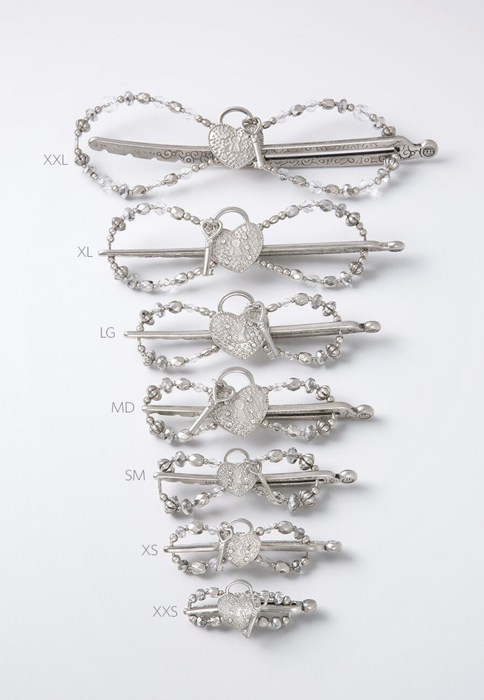 Lilla Rose Keliyah Heart Silver Flexi Hair Clip FX-3525 M (Medium)