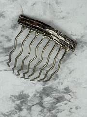 Hammered Silver Tone Hair Pick Comb Metal Womens Festival Fashion For Long Hair