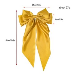 Solid Color Satin Ribbon Big Bows Hairpin Spring Clips Hair Accessories for