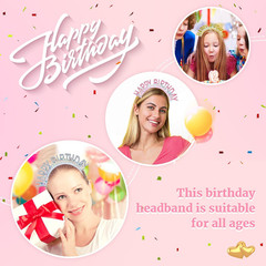 5 Pieces Sparkly Sequin Happy Birthday Headbands Birthday Party Hair Hoops Bands