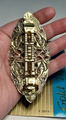 Vintage NOS PHILIPS Barrette Hair Clip Gold Tone Ornate Metal 4” #39019