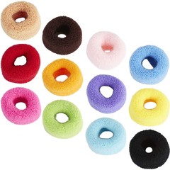 12 Pack Terry Cloth Cotton Elastic Stretchy Fuzzy Wide Thick Hair Ties Scrunc…