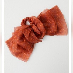 Free People Poppy Life Printed Large Bow Scrunchie Floral Orange Terracotta NWT