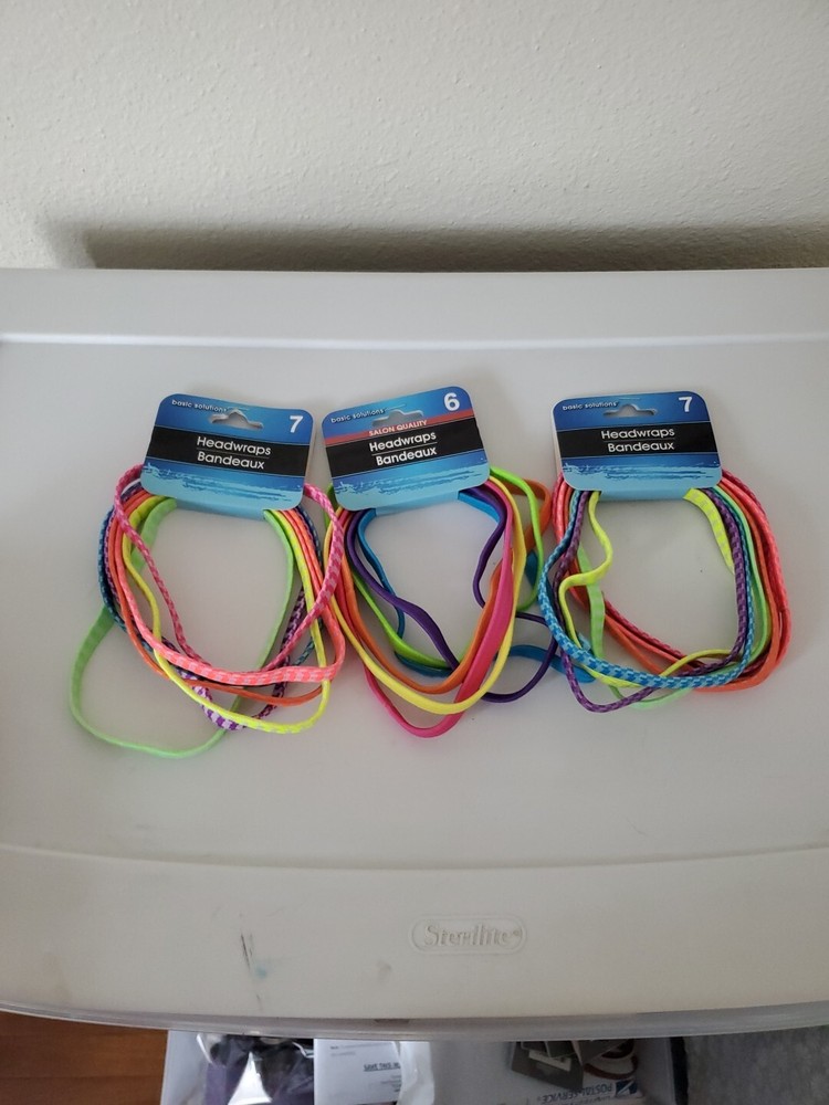 Basic Solutions Solid Stripe Bright Colorful Elastic Headband Salon Quality 3