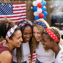 4Th of July Headband for Women – 4PCS American Flag Independence Day Knotted Hea