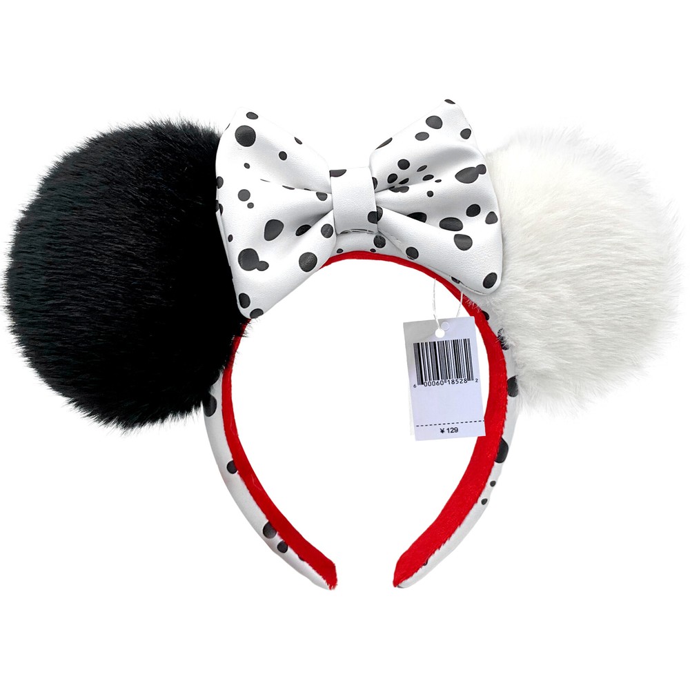 Disney-Park’s 101 Dalmations Cruella Devil Minnie Ears Headband US Black White
