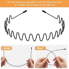 WantGor Metal Headbands, 6 Packs Fashion Unisex Black Hairband Spring Wave Non S