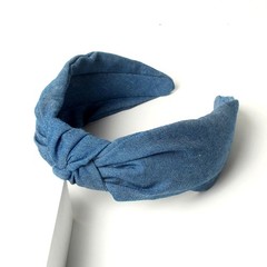 3 PCS Denim Knot Headband Wide Blue Non Slip Fabric Hair Accessories