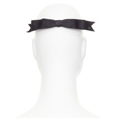 CHANEL 2021 Metiers d’Art black grosgrain silver ribbon bow hair clip barette