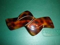 Barrette Hair Clip Ornate French VTG Women Brown Wahba Hand Made in France (#1)