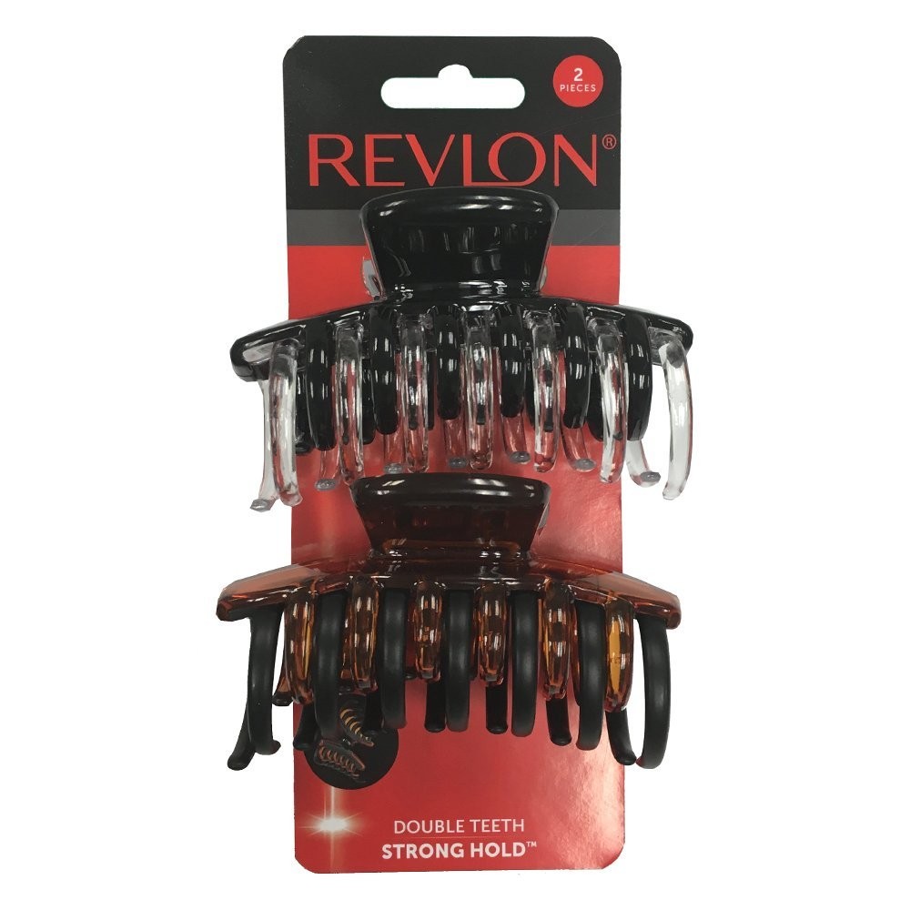 REVLON 2 Count Brown Black Strong Hold Hair Claw Clip