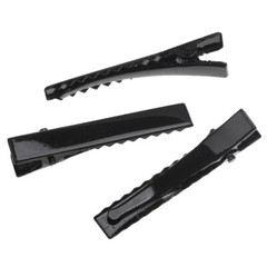10 Pcs Black Hair Clips Single Prong Alligator Teeth Barrette 46mm x 7mm