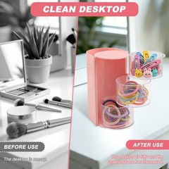 Olnverath 3-Layer Hair Accessories Organizer with Brush Holder, Pink