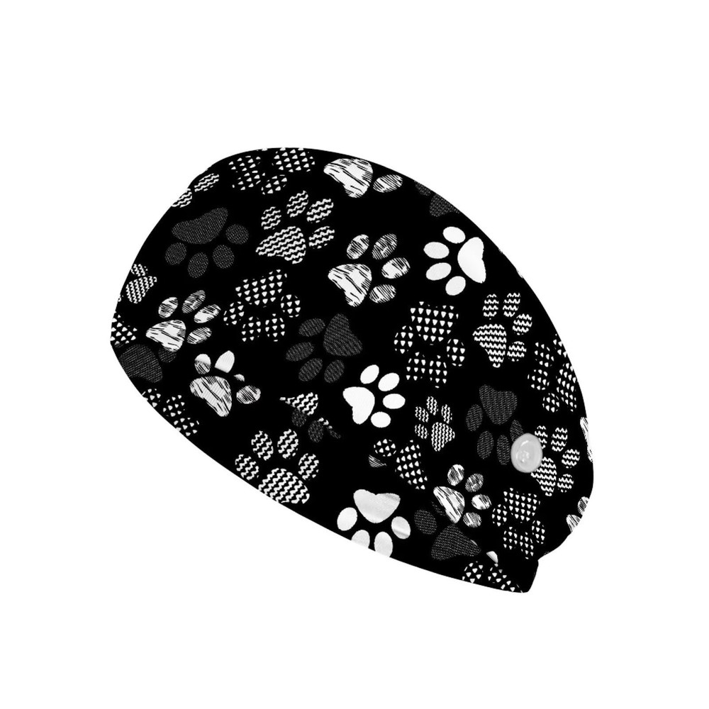 Dog Paw Print Nurse Headbands with Buttons for Mask, Cute Headband for Women …