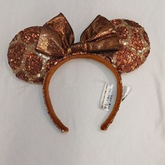 Bronze Sequin Minnie Mouse Ears Bow Headband Women Teens Unisex Party