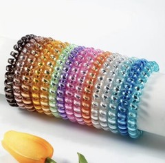 15 PC Set Glitter Spiral Hair Stretch Coils Tie School Casual Party Teens