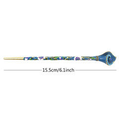 Cloisonne Vintage Hair Stick, Calla Style Hair Chopsticks Hairpin, Peacock Blue