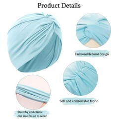 4 Pcs Stretchy Turban Head Wraps for Women Pre Tied Knot Turban Hats Sleep Ha…