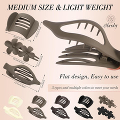 10 Pcs Flat Hair Clips for Women, 3 Styles French Flat Claw Clips for Thin Thick