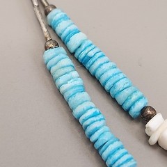 Vintage Hair Clip Set Carved Blue Birds Mother of Pearl Dangles Southwestern 6.5