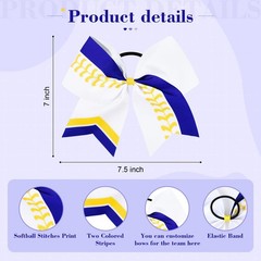 12 PCS Softball Cheer Bows 8″ Softball Thread Large Cheer Hair Bows Ponytail …