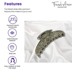 French Amie Contour Large 4 ¾” Celluloid Handmade Jaw Hair Claw Clip for Women