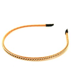 DESIGNER INSPIRED WHITE BROWN BLACK SATIN RIBBON METAL GOLD CHAIN HEADBAND NEW