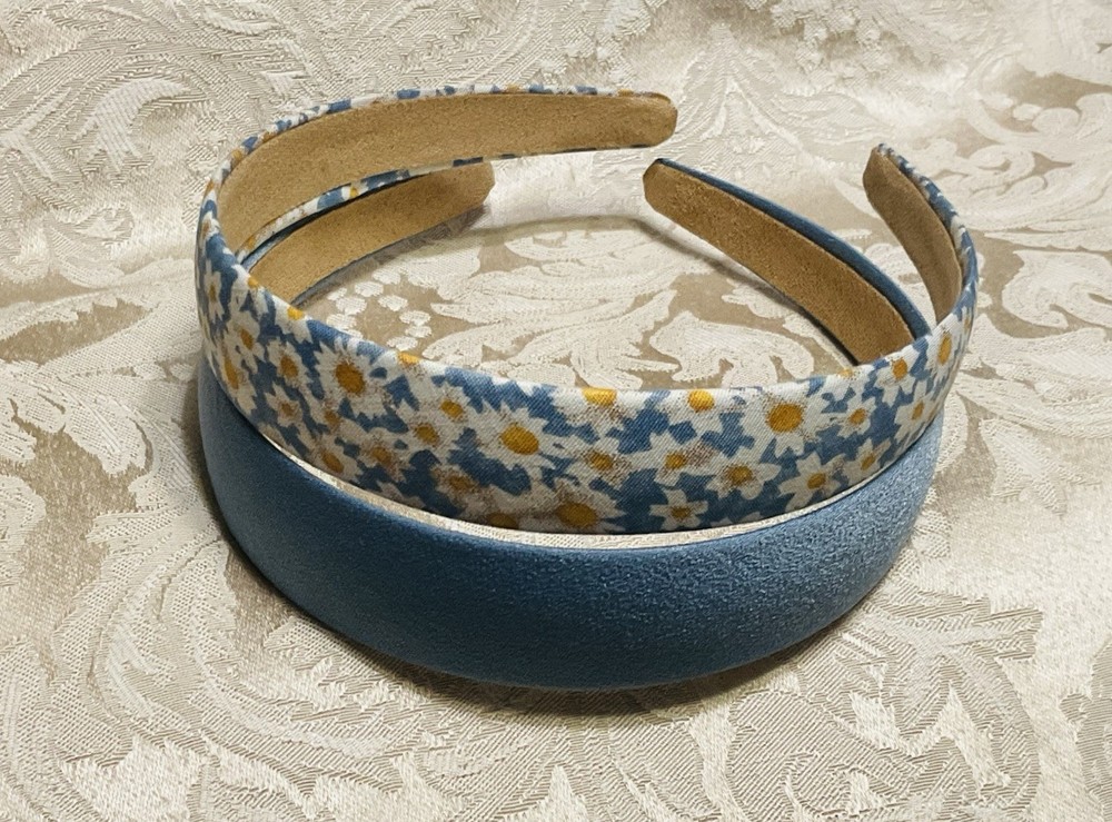 Blue Floral & Blue Headband Casual Elegant Hairband Hair Accessory Set Of 2