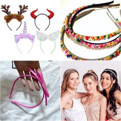 10Pcs Colorful Fabric Covered Headbands DIY Hair Hoops Blank Base Hair Accessory